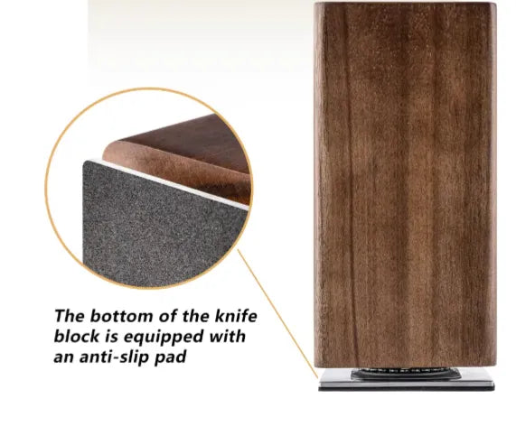 NATURAL ACACIA WOOD 360 DEGREE ROTATABLE MAGNETIC KNIFE BLOCKS
