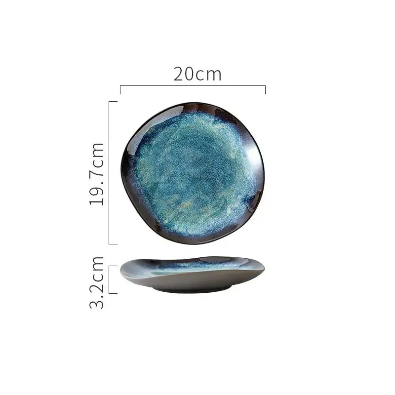 AURORA BLUE – GLAZED CERAMIC DINNER PLATES