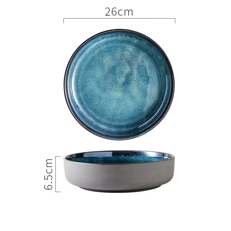 AURORA BLUE – GLAZED CERAMIC DINNER PLATES