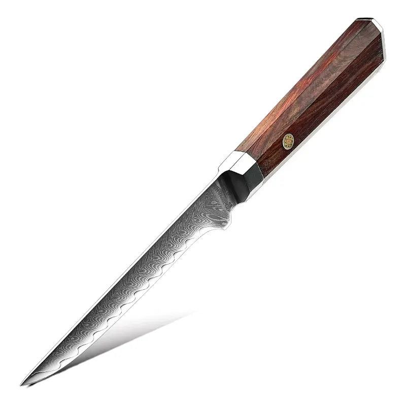 7 PIECE DAMASCUS STEEL KITCHEN KNIFE WITH AFRICA ROSEWOOD HANDLE
