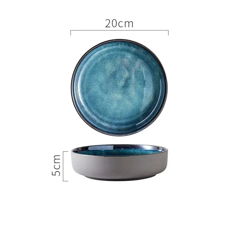 AURORA BLUE – GLAZED CERAMIC DINNER PLATES