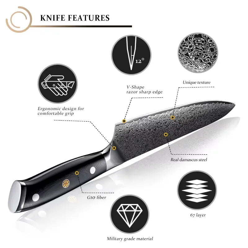 13 PIECE SET DAMASCUS STEEL KNIVES WITH G-10 HANDLE