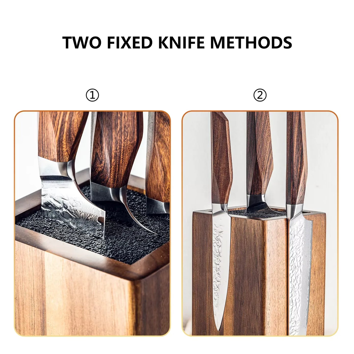 NATURAL ACACIA WOOD 360 DEGREE ROTATABLE MAGNETIC KNIFE BLOCKS