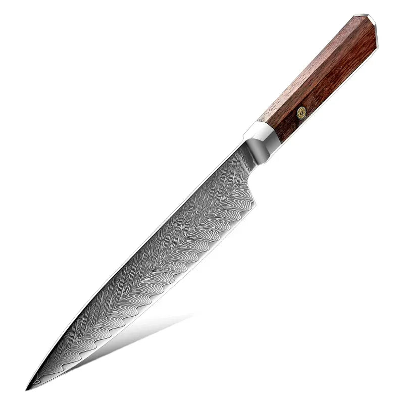 7 PIECE DAMASCUS STEEL KITCHEN KNIFE WITH AFRICA ROSEWOOD HANDLE