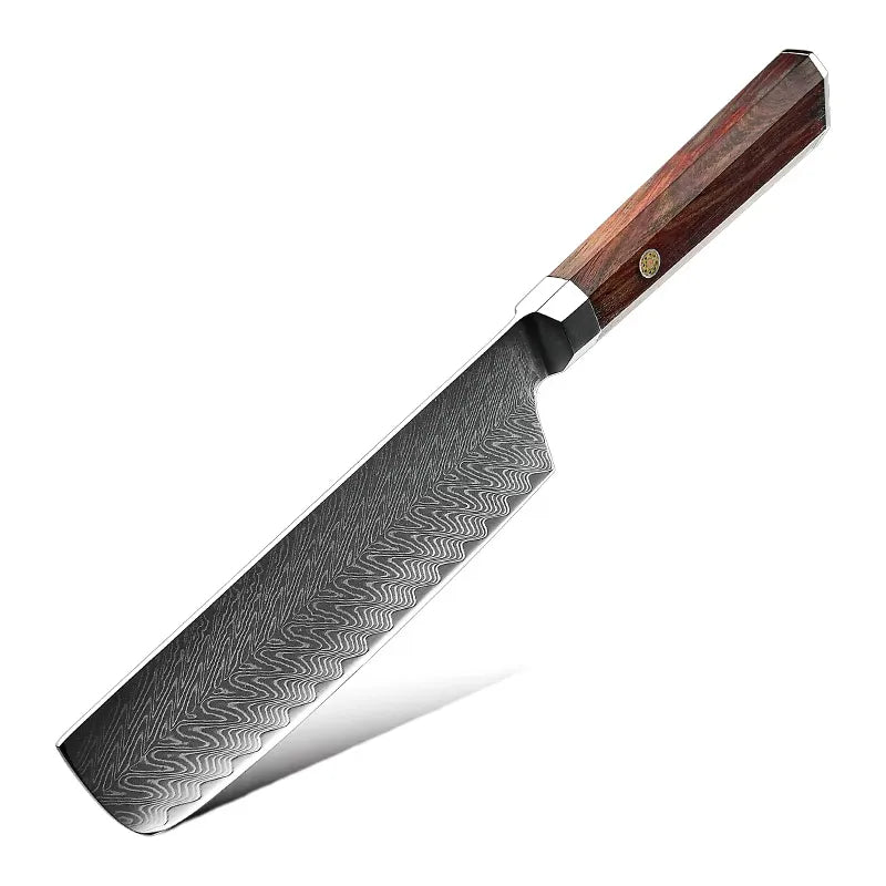 7 PIECE DAMASCUS STEEL KITCHEN KNIFE WITH AFRICA ROSEWOOD HANDLE