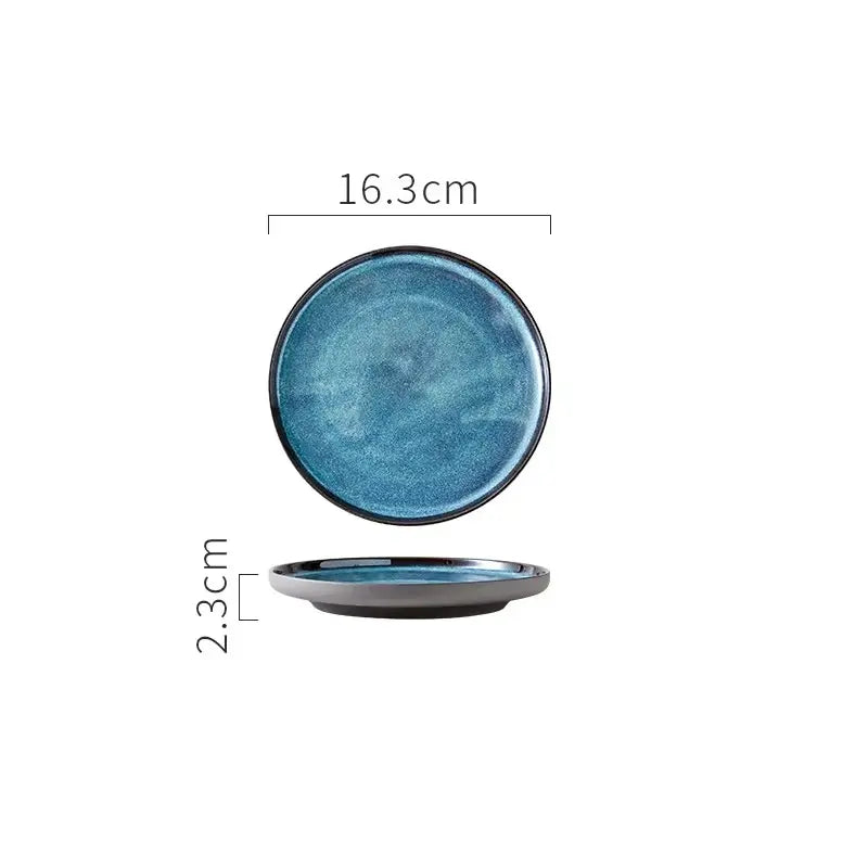 AURORA BLUE – GLAZED CERAMIC DINNER PLATES