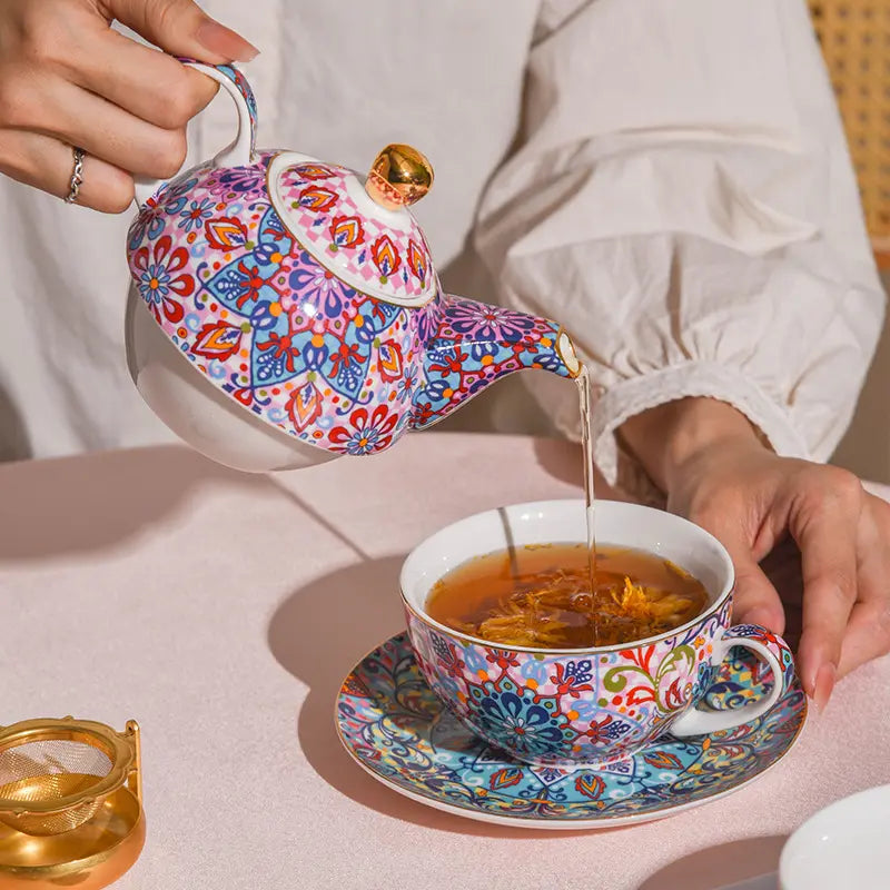 CREATIVE BLOOMING FLOWER CERAMIC TEAPOT FOR ONE SET - KNIVORÀ