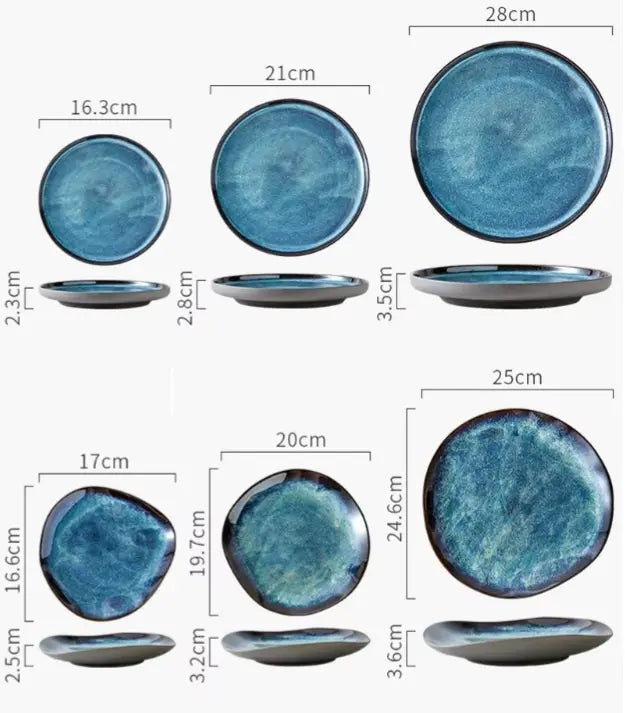 AURORA BLUE – GLAZED CERAMIC DINNER PLATES