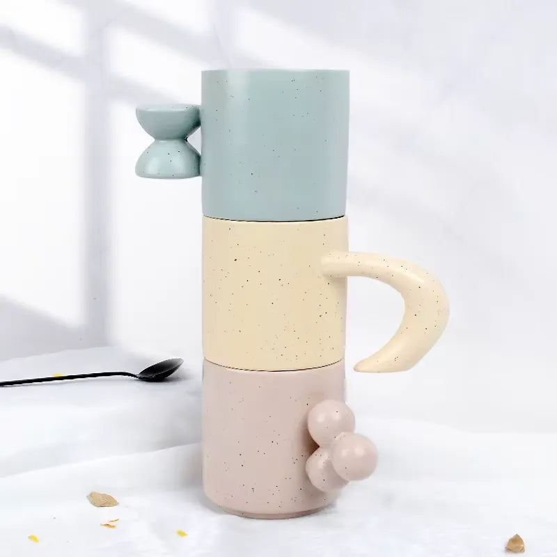 ABSTRACT TOUCH HANDMADE COFFEE CUP 2 PIECE SET