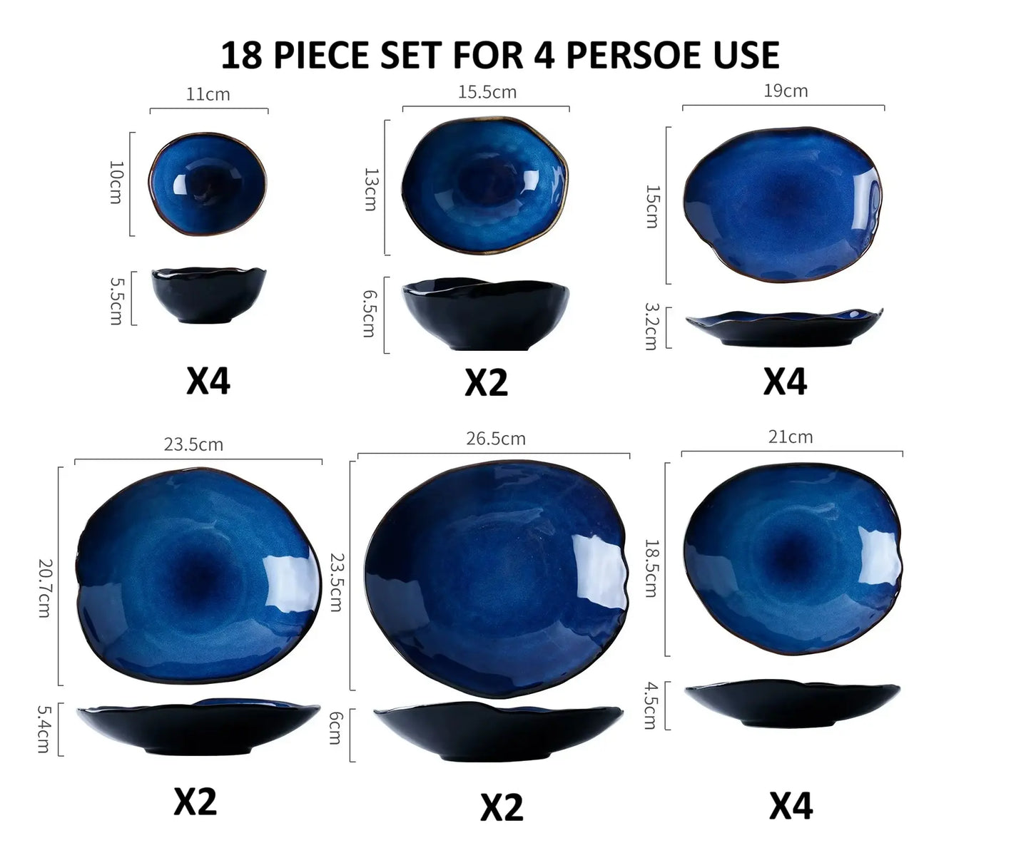 NORDIC CERAMIC DINNER SET  FOR 1/2/4 PERSON