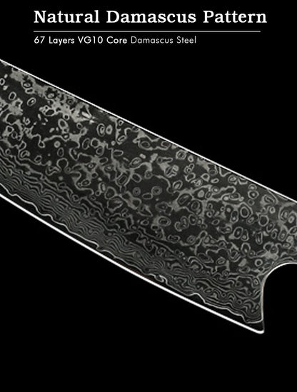 DAMASCUS STEEL KIRITSUKE CHEF KNIFE WITH HONEY COMB RESIN HANDLE