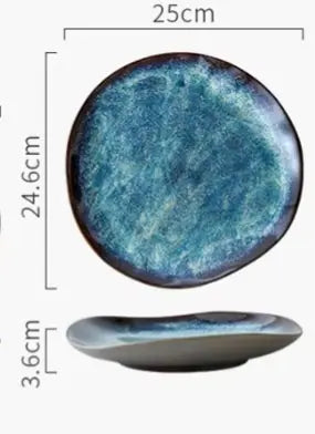 AURORA BLUE – GLAZED CERAMIC DINNER PLATES