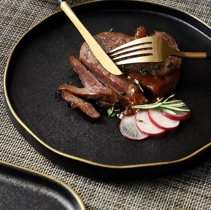 OBSIDIAN LUXE – BLACK & GOLD DINNER PLATE 2 PIECE SET