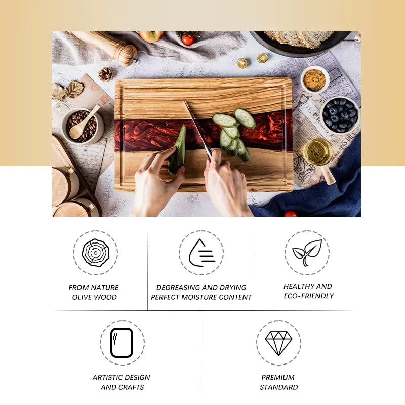 OLIVE WOOD & RESIN CUTTING BOARD
