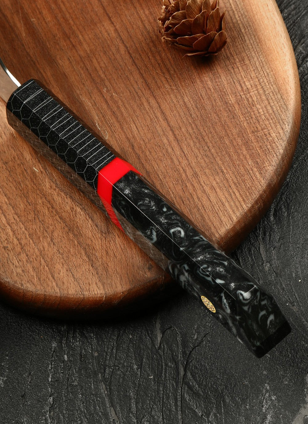 DAMASCUS STEEL KIRITSUKE CHEF KNIFE WITH HONEY COMB RESIN HANDLE