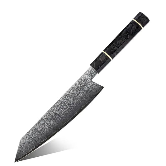 DAMASCUS STEEL KIRITSUKE CHEF KNIFE WITH CARBON FIBER HANDLE