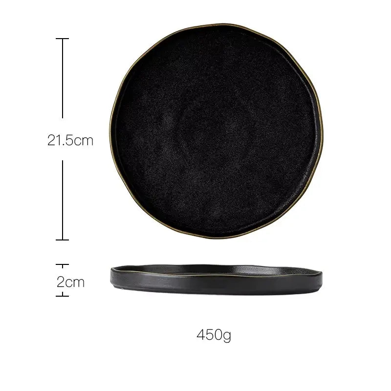 OBSIDIAN LUXE – BLACK & GOLD DINNER PLATE 2 PIECE SET