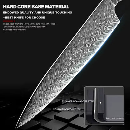 7 PIECE DAMASCUS STEEL KITCHEN KNIFE WITH AFRICA ROSEWOOD HANDLE