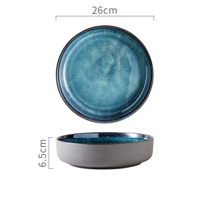 AURORA BLUE – GLAZED CERAMIC DINNER PLATES