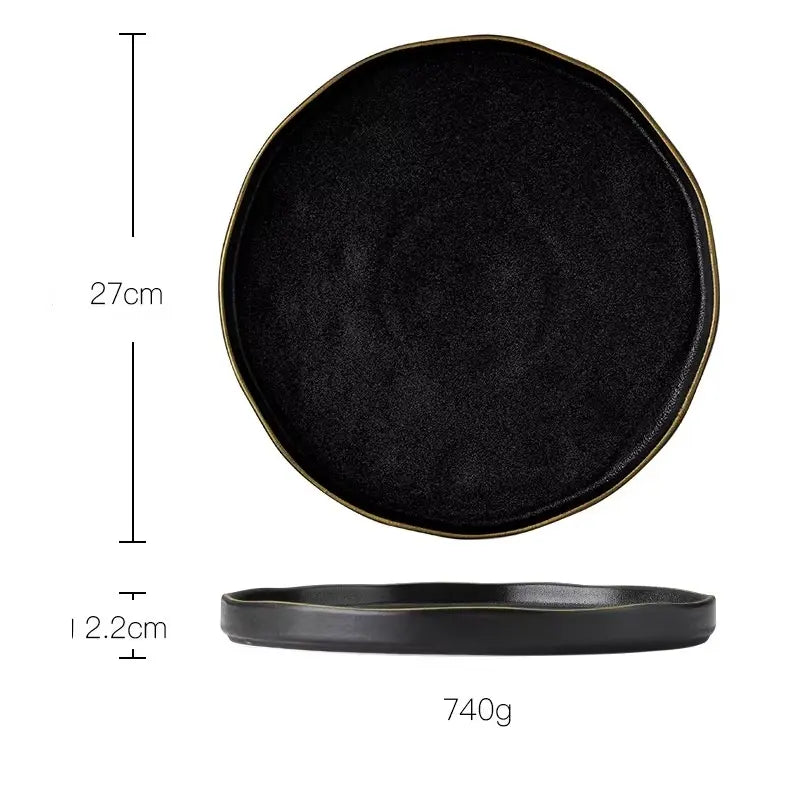 OBSIDIAN LUXE – BLACK & GOLD DINNER PLATE 2 PIECE SET