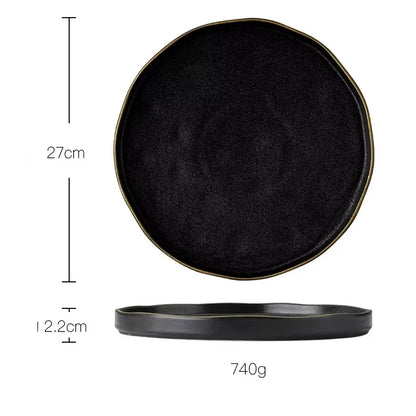 OBSIDIAN LUXE – BLACK & GOLD DINNER PLATE 2 PIECE SET