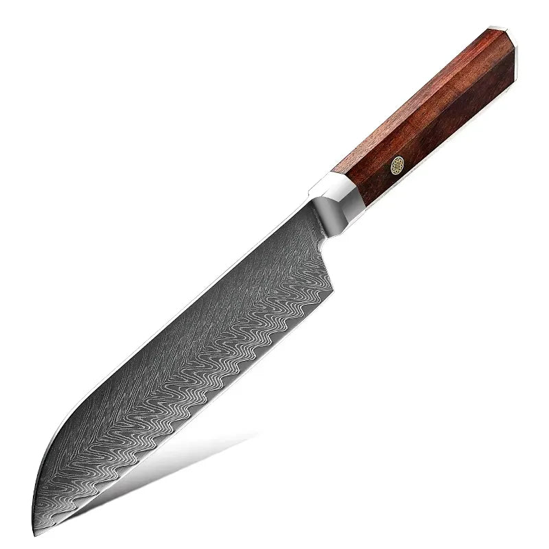 7 PIECE DAMASCUS STEEL KITCHEN KNIFE WITH AFRICA ROSEWOOD HANDLE