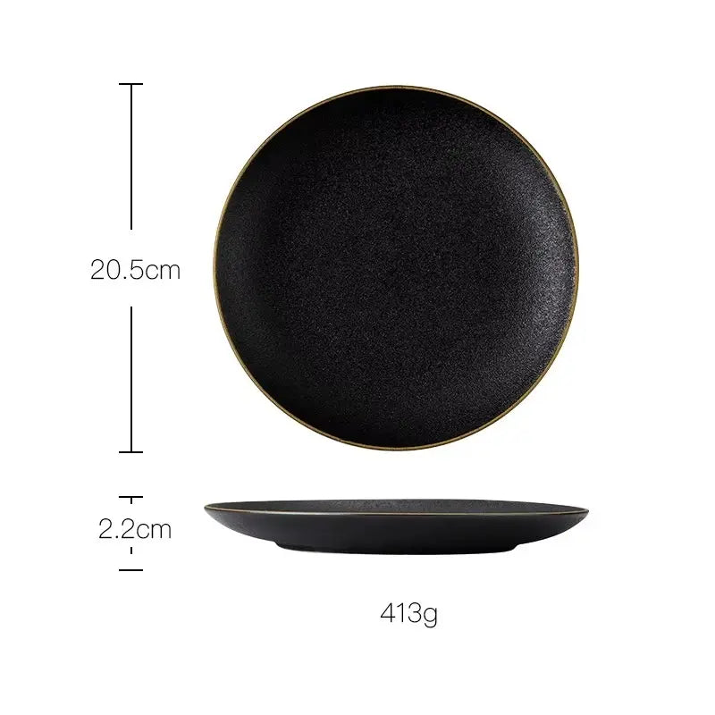 OBSIDIAN LUXE – BLACK & GOLD DINNER PLATE 2 PIECE SET