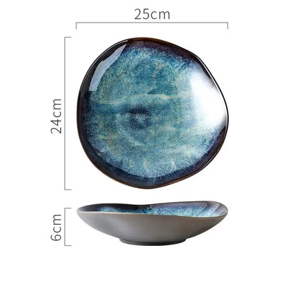 AURORA BLUE – GLAZED CERAMIC DINNER PLATES