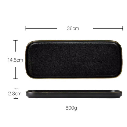 OBSIDIAN LUXE – BLACK & GOLD DINNER PLATE 2 PIECE SET