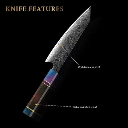 DAMASCUS STEEL KIRITSUKE CHEF KNIFE WITH SOLID WOOD HANDLE