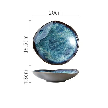AURORA BLUE – GLAZED CERAMIC DINNER PLATES