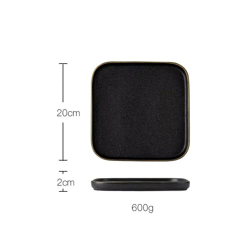 OBSIDIAN LUXE – BLACK & GOLD DINNER PLATE 2 PIECE SET