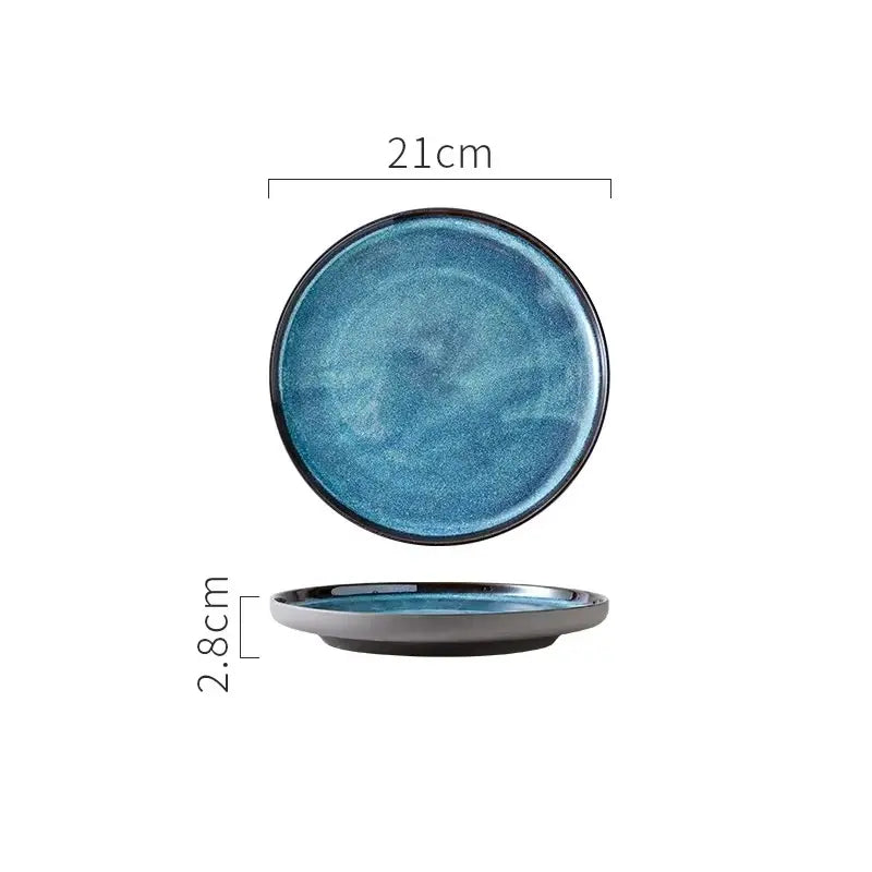 AURORA BLUE – GLAZED CERAMIC DINNER PLATES