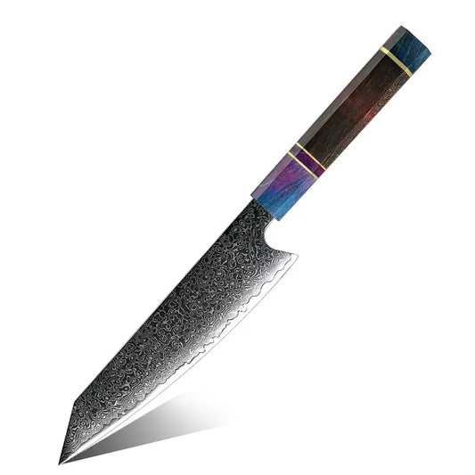 DAMASCUS STEEL KIRITSUKE CHEF KNIFE WITH SOLID WOOD HANDLE