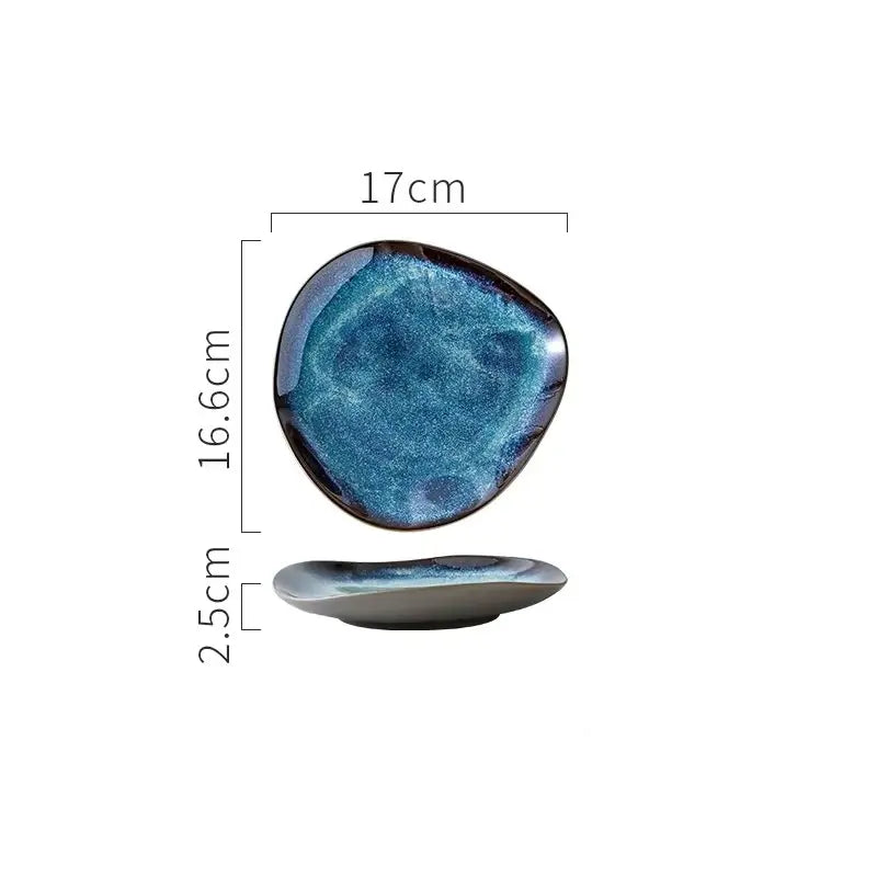 AURORA BLUE – GLAZED CERAMIC DINNER PLATES