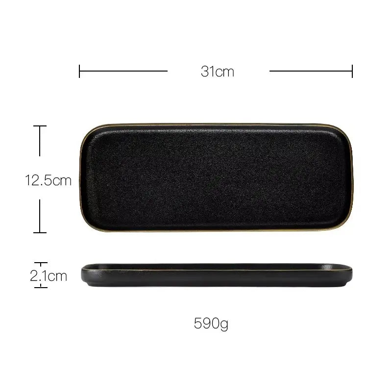 OBSIDIAN LUXE – BLACK & GOLD DINNER PLATE 2 PIECE SET