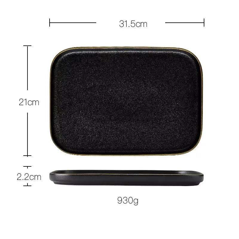 OBSIDIAN LUXE – BLACK & GOLD DINNER PLATE 2 PIECE SET