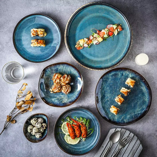 AURORA BLUE – GLAZED CERAMIC DINNER PLATES