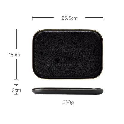 OBSIDIAN LUXE – BLACK & GOLD DINNER PLATE 2 PIECE SET