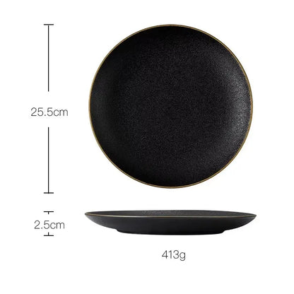 OBSIDIAN LUXE – BLACK & GOLD DINNER PLATE 2 PIECE SET
