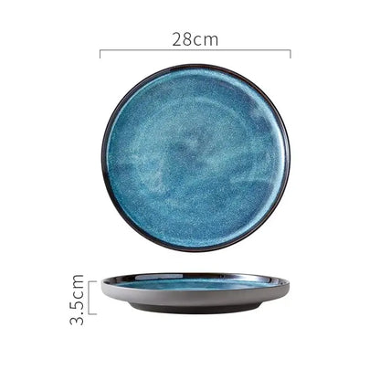 AURORA BLUE – GLAZED CERAMIC DINNER PLATES