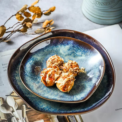 AURORA BLUE – GLAZED CERAMIC DINNER PLATES