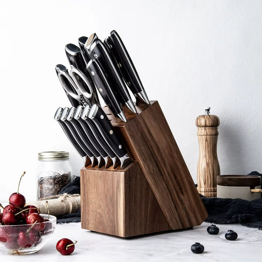 14 SLOTS UNIVERSAL HIGH QUALITY WOOD KNIFE BLOCK