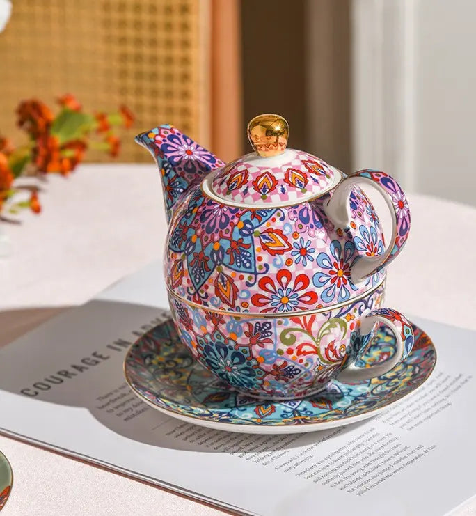 CREATIVE BLOOMING FLOWER CERAMIC TEAPOT FOR ONE SET - KNIVORÀ