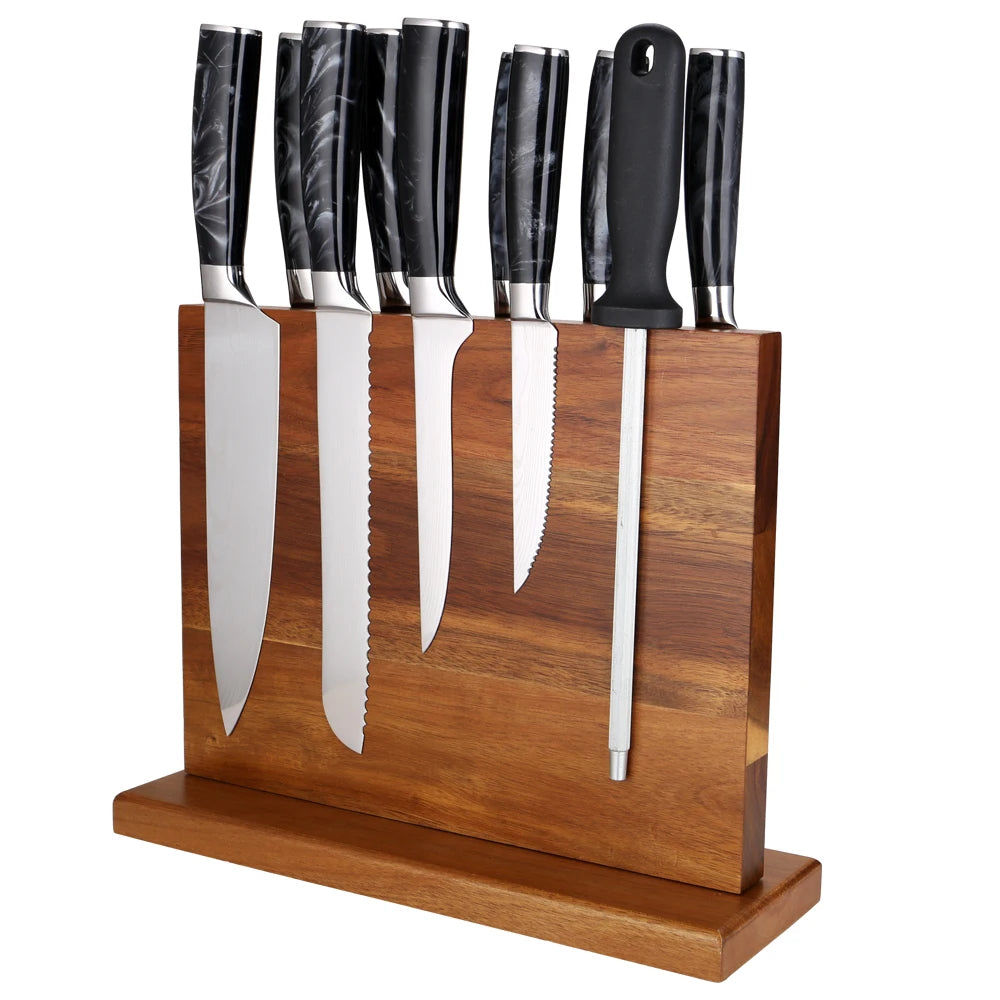 PREMIUM DOUBLE-SIDED MAGNETIC ACACIA WOOD KNIFE HOLDER - KNIVORÀ