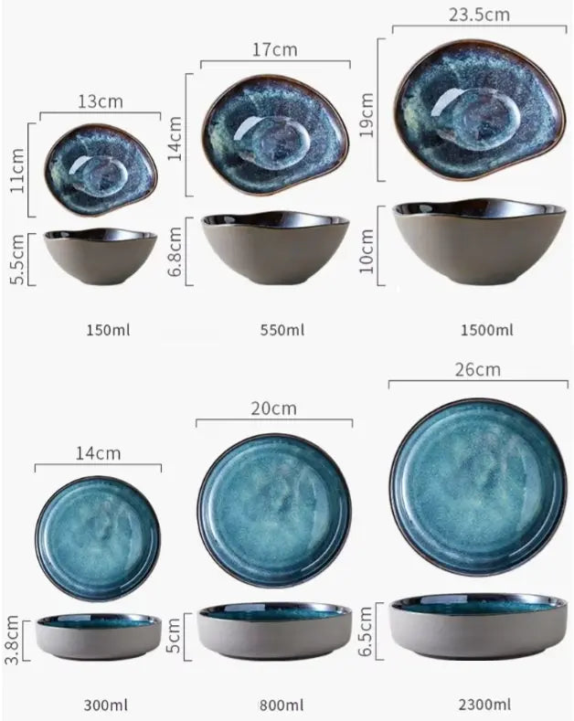 AURORA BLUE – GLAZED CERAMIC DINNER PLATES