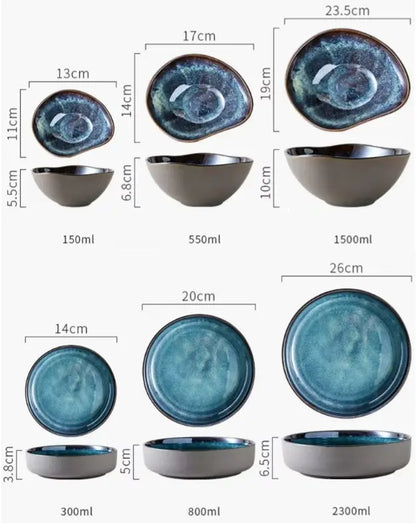 AURORA BLUE – GLAZED CERAMIC DINNER PLATES