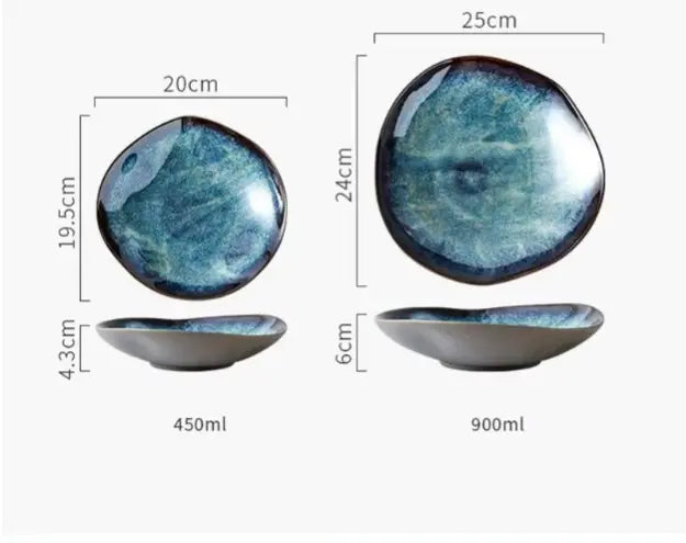 AURORA BLUE – GLAZED CERAMIC DINNER PLATES
