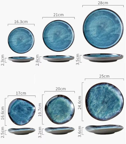 AURORA BLUE – GLAZED CERAMIC DINNER PLATES