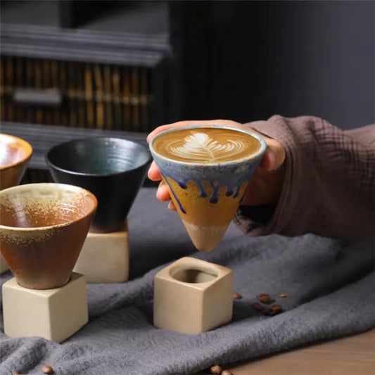 CERAMIC CONE COFFEE CUP 4 PIECE SET
